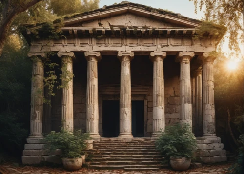 greek temple,temple of diana,roman temple,doric columns,panagora,temple of hercules,peristyle,artemis temple,zappeion,mausolea,ancient olympia,tempio,gennadius,colonnaded,three pillars,classical antiquity,metapontum,jardiniere,neoclassical,pillars,Illustration,Paper based,Paper Based 11