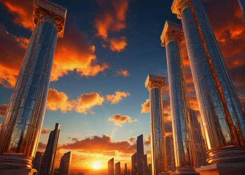 columns,pillars,roman columns,doric columns,greek temple,temple of hercules,three pillars,colonnades,colonnaded,columned,columnas,baalbek,jerash,temple of poseidon,ancient city,egyptian temple,laodicea,pillar of fire,caesars,leptis,Art,Classical Oil Painting,Classical Oil Painting 30