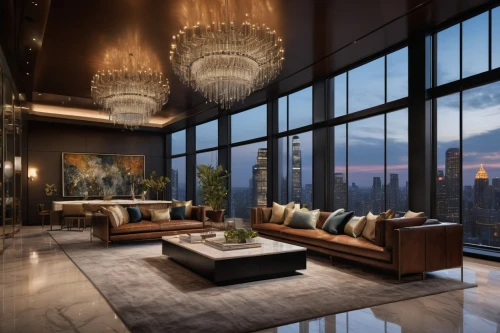 penthouses,luxury home interior,living room,livingroom,modern living room,great room,apartment lounge,family room,luxury property,sitting room,woodsen,interior modern design,luxury suite,contemporary decor,sky apartment,loft,minotti,glass wall,upscale,modern decor,Illustration,American Style,American Style 14