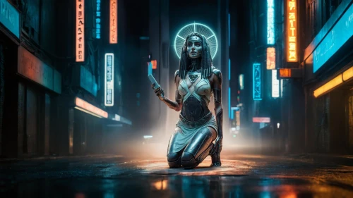 cortana,hologram,3d render,photo manipulation,light painting,kerli,metropolis,lightpainting,ahsoka,photomanipulation,neon body painting,neon lights,neon light,light paint,nerve,girl walking away,bladerunner,render,street lantern,world digital painting