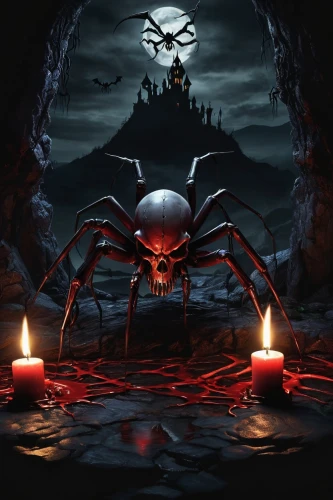 halloween background,halloween wallpaper,pumpkin spider,black crab,spiderbait,arachnophobia,sepultura,arachnoid,halloween illustration,spiderwick,castlevania,halloween poster,hallowed,oscura,dark art,arachnid,game illustration,savini,sinister,spawn,Conceptual Art,Fantasy,Fantasy 34