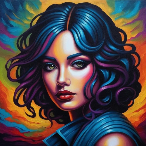 welin,colorful background,seni,art painting,bohemian art,oil painting on canvas,young woman,girl portrait,woman portrait,airbrush,pintura,portrait background,pop art style,radha,cool pop art,mujer,pop art woman,boho art,nielly,mexican painter,Illustration,Realistic Fantasy,Realistic Fantasy 25