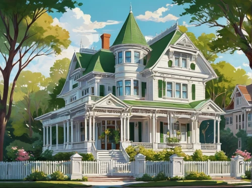 victorian house,victorian,old victorian,house painting,dreamhouse,victorian style,sylvania,victoriana,doll's house,houses clipart,beautiful home,country house,little house,summer cottage,two story house,witch's house,country cottage,home landscape,victorians,house shape,Conceptual Art,Sci-Fi,Sci-Fi 06