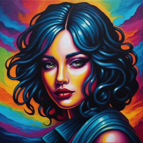 welin,nielly,art painting,pop art style,cool pop art,oil painting on canvas,pintura,colorful background,pop art woman,bohemian art,seni,pop art girl,pop art colors,girl portrait,mexican painter,colored pencil background,airbrush,bunel,young woman,portrait background,Illustration,Realistic Fantasy,Realistic Fantasy 25