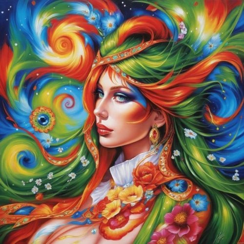 vibrantly,viveros,bodypainting,bohemian art,boho art,vibrancy,melusine,fantasy art,body painting,boho art style,diwata,gypsy soul,harmonix,flamenca,colorful spiral,fairie,fantasy woman,bodypaint,flora,neon body painting,Illustration,Paper based,Paper Based 09