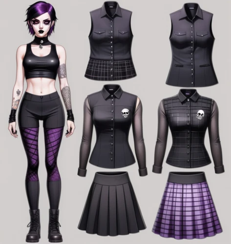 derivable,morwen,goth woman,punk design,uniforms,deathrock,women's clothing,police uniforms,dressup,goth,gothic dress,goth like,a uniform,ladies clothes,pauling,gothic style,attires,blackfire,outfits,refashioned,Unique,Design,Character Design