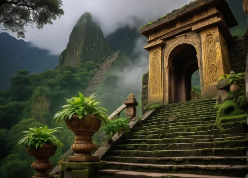 machupicchu,machu picchu,yavin,picchu,machu pichu,rivendell,tailandia,equateur,inde,yangshao,thai buddha,vietnam,poseidons temple,shaoming,machu,monasteries,the mystical path,temples,wudang,thai temple,Illustration,Realistic Fantasy,Realistic Fantasy 30