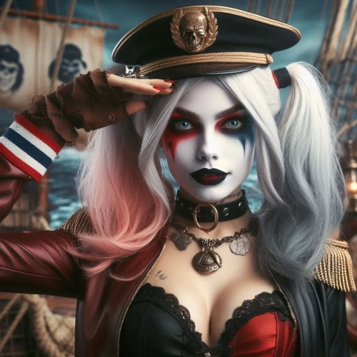 harley quinn,harley,vizeadmiral,barranger,countess,ahoy,delta sailor,shipmaster,queen of hearts,vampire lady,sailor,jiangshi,scarlet sail,yachtswoman,vampire woman,jinx,petrova,ringleader,rasputina,pirate