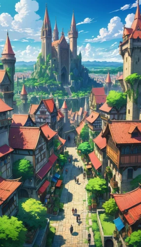 butka,medieval town,knight village,aurora village,meteora,yazaki,fantasy city,highstein,machico,escher village,kanto,sylvania,townsmen,fairy tail,seborga,uzak,townsites,nakama,pokaski,ancient city,Illustration,Japanese style,Japanese Style 03