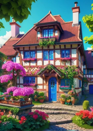 sylvania,ghibli,summer cottage,alpine village,maison,aurora village,auberge,traditional house,maplecroft,beautiful home,knight village,little house,studio ghibli,butka,hydrangeas,apartment house,country estate,country cottage,dreamhouse,cottage,Conceptual Art,Sci-Fi,Sci-Fi 28