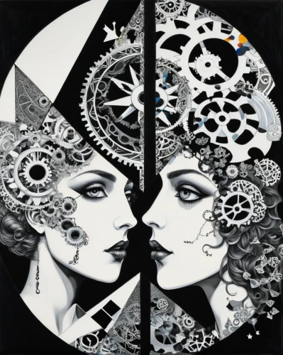 fornasetti,symbioses,duality,duplicity,dualities,opposites,dualism,diptych,priestesses,astrologers,yin yang,split personality,symmetries,precognition,lunar phases,yinyang,headpieces,symbolists,mirrormask,polarity,Unique,Paper Cuts,Paper Cuts 06