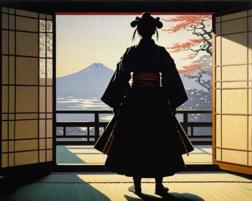 hakama,ukiyoe,samurai,michizane,woman silhouette,honmaru,geisha,silhouette,art silhouette,iaido,rakugo,yamashiro,masamune,silhouette art,sengoku,house silhouette,kusarigama,bunraku,taijutsu,bujinkan,Art,Artistic Painting,Artistic Painting 04