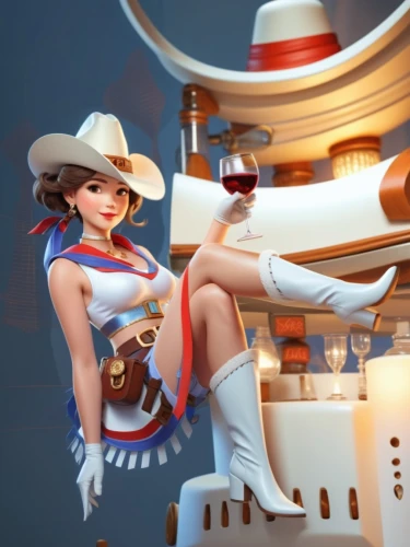 cowgirl,bombshells,retro girl,retro woman,caitlyn,delta sailor,texan,cowgirls,retro pin up girls,lady medic,retro women,hatbox,retro pin up girl,rockette,lasso,sailor,cowpoke,pin-up girl,rocketeer,yeehaw,Unique,3D,3D Character