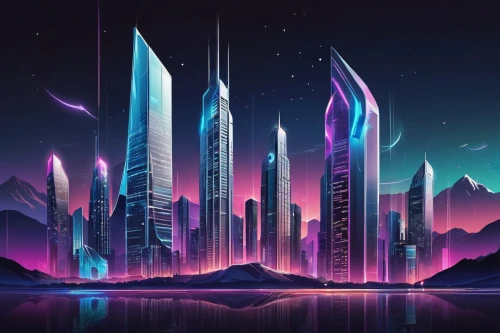 futuristic landscape,cybercity,fantasy city,monoliths,cyberworld,fantasy landscape,ice planet,beautiful wallpaper,neon arrows,cybertown,background design,cool backgrounds,music background,mobile video game vector background,cityscape,synth,wonderlands,3d fantasy,windows wallpaper,3d background,Unique,Design,Logo Design