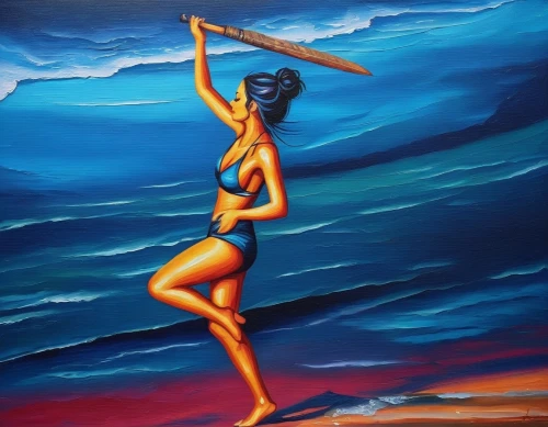 girl on the dune,oil painting,oil painting on canvas,amphitrite,oil on canvas,inanna,fisherwoman,windsurfer,the sea maid,siren,bather,dance with canvases,warrior woman,demoiselles,indigenous painting,woman playing,ariadne,art painting,nereid,pintura,Illustration,Realistic Fantasy,Realistic Fantasy 25