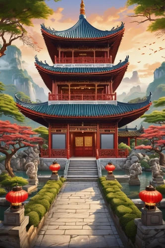 tianxia,hall of supreme harmony,hanhwa,world digital painting,gyeongbokgung,cartoon video game background,jinchuan,xuezhong,landscape background,chuseok,asian architecture,xiangfei,wuzhong,xixia,dojo,hanzhong,jiangxia,yuanzhong,lianzhong,rongfeng,Illustration,Abstract Fantasy,Abstract Fantasy 23