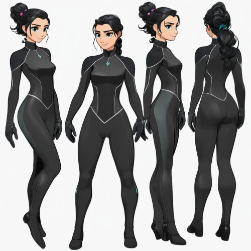 catsuits,catsuit,wetsuit,turnarounds,vector girl,wetsuits,blackfire,bodysuits,gradient mesh,sombra,jumpsuit,cel shading,burkinabes,suyin,concept art,inquisitors,fashion vector,jumpsuits,drysuit,fembots,Unique,Design,Character Design