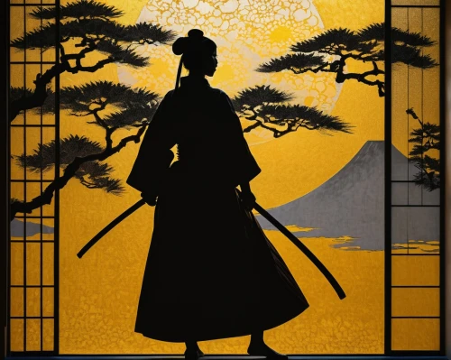 kyudo,samurai,daimyos,hakama,samurai fighter,naginata,masamune,katana,woman silhouette,kunoichi,sukeban,silhouette art,yojimbo,iaido,ashigaru,kusarigama,sanjuro,geisha,ronin,zatoichi,Art,Artistic Painting,Artistic Painting 04