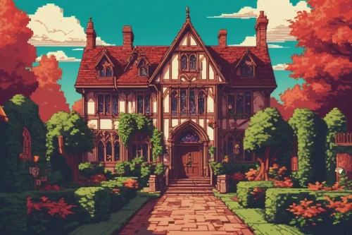 witch's house,autumn frame,sylvania,maplecroft,autumn theme,castlevania,forest house,house in the forest,victorian,autumns,ghibli,autumn background,fall landscape,autumn scenery,one autumn afternoon,the autumn,autumn idyll,lonely house,little house,autumnal,Unique,Pixel,Pixel 04