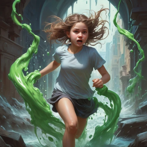 little girl running,sci fiction illustration,little girl in wind,female runner,ghost girl,outrunning,lovecraftian,medusa,hastula,running frog,xanth,bookrunners,running,ectoplasmic,flying girl,slimer,hastur,cthulhu,ectoplasm,running fast,Conceptual Art,Fantasy,Fantasy 01