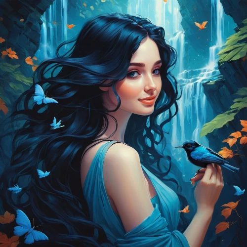 blue butterflies,fairie,blue enchantress,faerie,fantasy portrait,fantasy art,fantasy picture,jasmine blue,blue hydrangea,faery,blue birds and blossom,faires,fairy tale character,blue bird,sigyn,arwen,margaery,lorien,jasmine,seelie,Conceptual Art,Fantasy,Fantasy 21