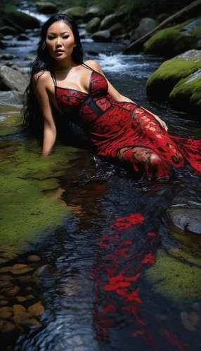 dyesebel,naiad,girl on the river,sirenia,photoshoot with water,red water lily,naiads,flowing water,in water,waterkeeper,the blonde in the river,water nymph,amazonas,river of life project,ophelia,streamside,freshwater,red cedar,wild water,water rose,Art,Artistic Painting,Artistic Painting 34