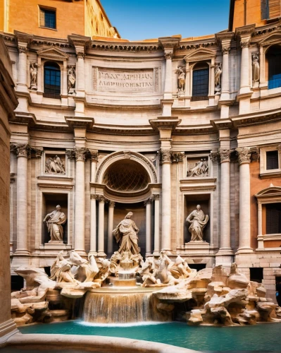 trevi fountain,fontana di trevi,di trevi,trevi,look down on the trevi fountain,rome,roma,eternal city,navona,fontana dei fiumi,ancient rome,roma capitale,vittoriano,piazza navona,venetian,fountain of neptune,september in rome,capitoline,venetian hotel,campidoglio,Art,Classical Oil Painting,Classical Oil Painting 07