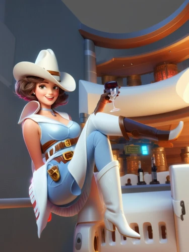 cowgirl,lady medic,tracer,pardner,cowpoke,sfm,asimo,cow boy,mei,seris,cowgirls,wildstar,yeehaw,silverheels,sheriff,panama hat,ashe,roughstock,overwatch,hatbox,Unique,3D,3D Character
