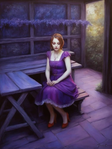 la violetta,girl sitting,violetta,woman sitting,girl in the garden,isolde,proprietress,schierholtz,cinderella,schierke,digital painting,world digital painting,megara,violette,depressed woman,woman at cafe,loneliness,lalonde,violeta,schierstein,Illustration,Realistic Fantasy,Realistic Fantasy 30