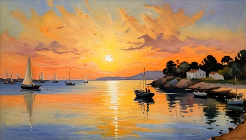 dubbeldam,senja,kirkland,boat landscape,sea landscape,coastal landscape,watercolorist,marciulionis,regatta,coast sunset,sausalito,oil painting,oil painting on canvas,oslofjord,seascape,sunset beach,sunrise beach,sailboats,coville,evening lake,Conceptual Art,Oil color,Oil Color 22