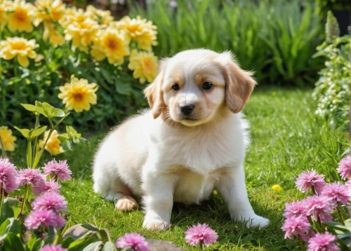 golden retriever puppy,golden retriever,cute puppy,golden retriver,australian shepherd,labrador retriever,retriever,flower background,labradoodle,dog pure-breed,dubernard,nova scotia duck tolling retriever,cocker spaniel,beautiful girl with flowers,blonde dog,blanket of flowers,flower animal,havanese,flower girl,dog breed,Photography,General,Realistic