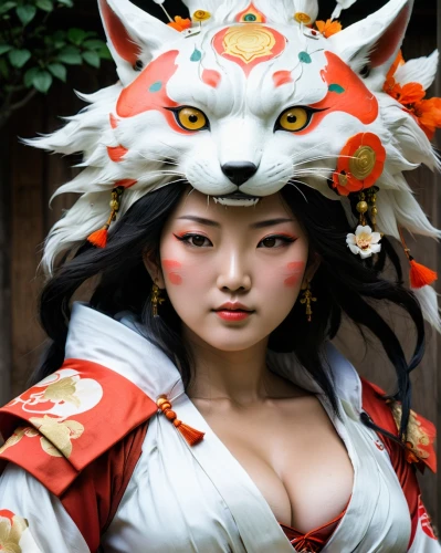 amaterasu,kitsune,okami,geisha,oiran,momiji,asian costume,shiranui,geisha girl,oriental princess,oriental girl,daiyu,ischua,kakiemon,diaochan,tomoe,japanese woman,wulin,wulong,qibao,Conceptual Art,Fantasy,Fantasy 10