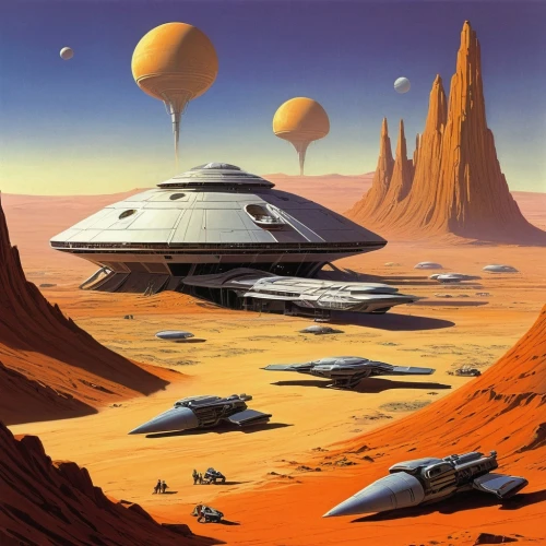 futuristic landscape,alien planet,bonestell,homeworlds,space ships,extrasolar,deltha,centauri,homeworld,barsoom,starship,mcquarrie,cardassia,voyagers,farpoint,sci - fi,alien world,scifi,interplanetary,ufos,Conceptual Art,Sci-Fi,Sci-Fi 15