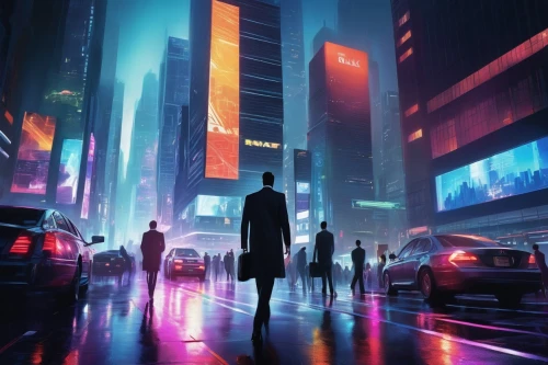 cyberpunk,bladerunner,cybercity,dystopian,cityscape,metropolis,pedestrian,polara,cybertown,sci fiction illustration,pedestrians,futuristic,fantasy city,dystopias,urbanworld,nightstalkers,kamurocho,urban,city at night,cyberworld,Conceptual Art,Fantasy,Fantasy 20