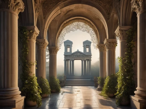 archways,hall of the fallen,doorways,cloistered,theed,the threshold of the house,cloister,pillars,entranceways,mihrab,alcove,doorway,marble palace,passageway,colonnades,labyrinthian,enfilade,rivendell,seregil,archway,Photography,Black and white photography,Black and White Photography 02
