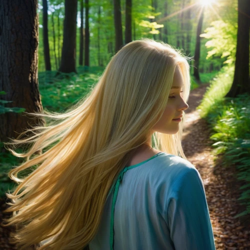 blond girl,long blonde hair,blonde girl,mystical portrait of a girl,blonde woman,girl with tree,backlit shot,haren,in the forest,blondet,blond hair,galadriel,magnolieacease,rapunzel,lorien,goldilocks,backlit,backlight,eilonwy,tresses,Conceptual Art,Daily,Daily 32