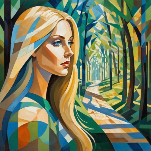 girl with tree,margaery,biophilia,forest background,the blonde in the river,wpap,welin,blonde woman,art painting,birch tree illustration,mirkwood,behenna,mousseau,art deco woman,galadriel,dalida,vector illustration,enchanted forest,margairaz,demoiselles,Art,Artistic Painting,Artistic Painting 45
