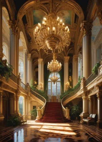 mikhailovsky,europe palace,royal interior,ballroom,ornate room,palaces,grandeur,marble palace,ritzau,hallway,cochere,crown palace,the palace,palladianism,versailles,grand master's palace,entrance hall,baroque,opulence,staircase,Conceptual Art,Oil color,Oil Color 04