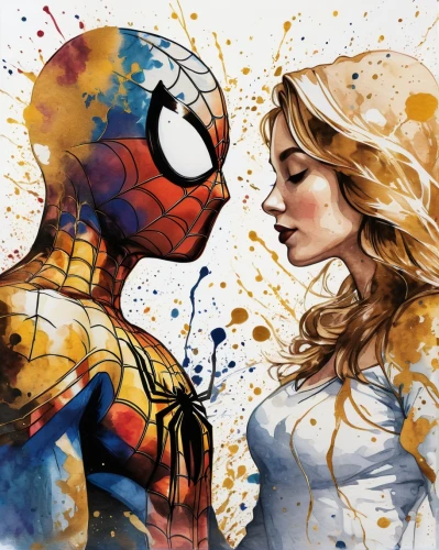 supercouple,supercouples,romita,superheroines,superhero background,mcniven,marvel comics,spidey,face painting,narvel,macniven,comic characters,bodypainting,spiderman,pacitti,avx,body painting,marvel,superheroes,witharanage,Illustration,Vector,Vector 11