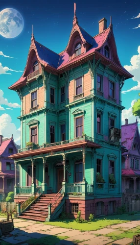 victorian house,apartment house,witch's house,dreamhouse,house painting,old victorian,victorian,tenement,house silhouette,lonely house,ancient house,studio ghibli,little house,two story house,houses clipart,house,wooden houses,old home,old house,wooden house,Illustration,Japanese style,Japanese Style 03