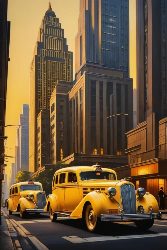 yellow taxi,new york taxi,cosmopolis,fleetline,mercedes 170s,retro automobile,taxicabs,yellow car,travel poster,art deco,retro car,citroens,vintage cars,opel record p1,mercedes-benz 280s,mercedes-benz 600,cabbies,bugattis,packard one-twenty,taxis,Illustration,Japanese style,Japanese Style 12