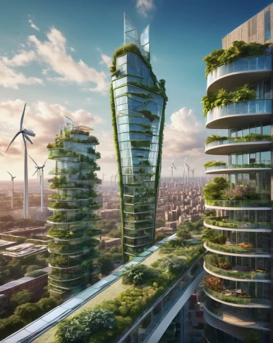 ecotopia,futuristic landscape,terraformed,futuristic architecture,arcology,greentech,terraforming,ecotech,cleantech,smart city,ecological sustainable development,biomimicry,ecoterra,netzero,planta,solar cell base,ecologic,seasteading,environnement,biopure,Illustration,Realistic Fantasy,Realistic Fantasy 39