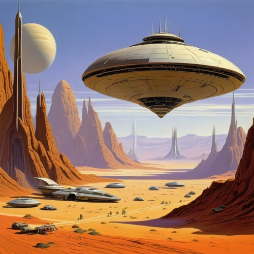 futuristic landscape,uncredited,homeworlds,alien planet,barsoom,ringworld,homeworld,farpoint,mcquarrie,saucer,deltha,alien world,interplanetary,extrasolar,red planet,technosphere,bonestell,starship,planet mars,extraterrestrial life,Conceptual Art,Sci-Fi,Sci-Fi 15