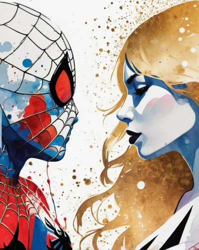 supercouple,supercouples,red and blue,webs,narvel,spidey,mcniven,romita,webbed,comic characters,marvel comics,web,face to face,marvels,macniven,slott,civil war,pepper and salt,spidery,spider's web,Illustration,Paper based,Paper Based 07
