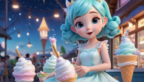 flurry,ice cream on stick,snowville,snowcone,glace,ice cream parlor,snow cone,kawaii ice cream,the snow queen,ice queen,elsa,woman with ice-cream,ice princess,ice cream stand,ice cream cones,ice cream cone,confectioner,ice cream,icepop,gelati,Unique,3D,3D Character