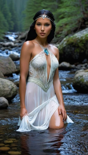 water nymph,polynesian girl,photoshoot with water,naiad,the blonde in the river,sirenia,girl on the river,amazonian,sirena,celtic queen,lumidee,in water,maori,lakeisha,glacier water,fantasy woman,tamina,amazona,water flowing,roimata,Illustration,American Style,American Style 07
