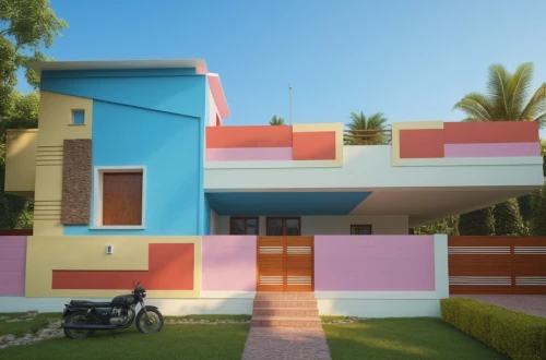 house painting,colorful facade,puram,tropical house,dreamhouse,casita,cube house,cubic house,house shape,bungalow,madras,residential house,casa,facade painting,beach house,exterior decoration,holiday villa,lego pastel,mid century house,houses clipart,Photography,General,Realistic