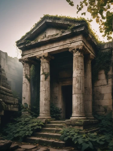 greek temple,temple of diana,roman temple,artemis temple,mausoleum ruins,ancient house,mausolea,doric columns,ancient ruins,colonnaded,ancient buildings,tombs,ancients,antiquity,metapontum,the ancient world,panagora,house with caryatids,antiquities,classical antiquity,Illustration,Japanese style,Japanese Style 18