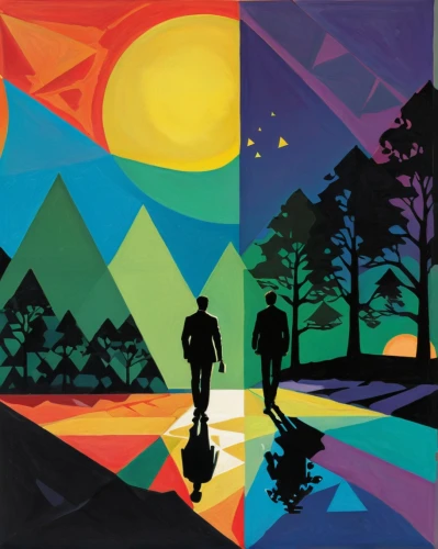 rainbow jazz silhouettes,silhouette art,couple silhouette,art silhouette,map silhouette,indigenous painting,art painting,travelers,vintage couple silhouette,glass painting,hikers,disc golf,art background,wpap,khokhloma painting,ozark,jazz silhouettes,silhouette of man,man silhouette,silhouettes,Illustration,Abstract Fantasy,Abstract Fantasy 20