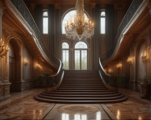 ornate room,entrance hall,royal interior,versailles,staircase,europe palace,neoclassical,cochere,hallway,ballroom,marble palace,grandeur,palatial,opulence,crown palace,entranceways,chateau,hall of the fallen,winding staircase,the palace,Conceptual Art,Oil color,Oil Color 12
